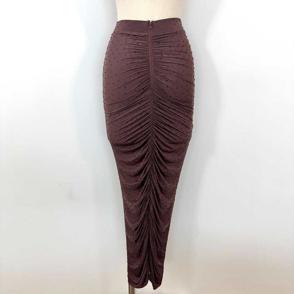 Alex Perry Ruched Maxi Skirt Sparkly Crystal Embellished UK 8 (US 4) - Picture 9 of 13